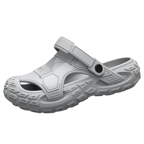 Harssidanzar Clogs Chefschuhe für Herren Arbeitsschuhe für Garten Strand Sandalen Hausschuhe CM201US, GRAU, 10.5-11.5 von Harssidanzar