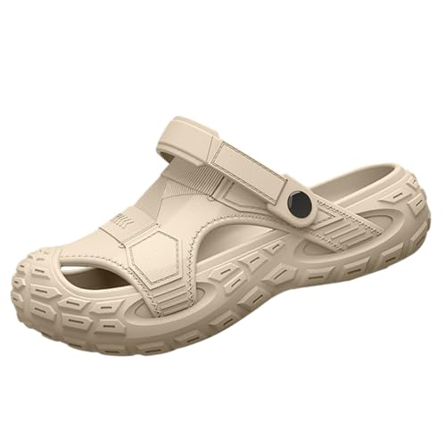 Harssidanzar Clogs Chefschuhe für Herren Arbeitsschuhe für Garten Strand Sandalen Hausschuhe CM201US, Khaki, 10.5-11.5 von Harssidanzar