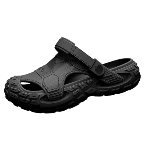 Harssidanzar Clogs Chefschuhe für Herren Arbeitsschuhe für Garten Strand Sandalen Hausschuhe CM201US, Schwarz, 9.5-10 von Harssidanzar