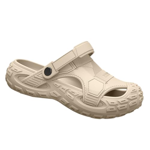 Harssidanzar Clogs Schlappen, Küchenschuhe für Männer, Gartenschuhe, Strandflip Pantoffel CM201EU, Khaki, Größe 42/43 von Harssidanzar