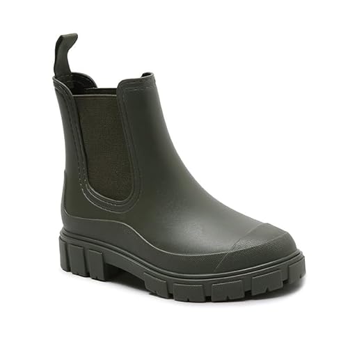 Harssidanzar Damen Ankle Chelsea Boot Wasserdicht Garten Schuhe Anti-Rutsch Kurz Regen Stiefel für Outdoor-Arbeit HL217EU,Grün,Größe 41 von Harssidanzar