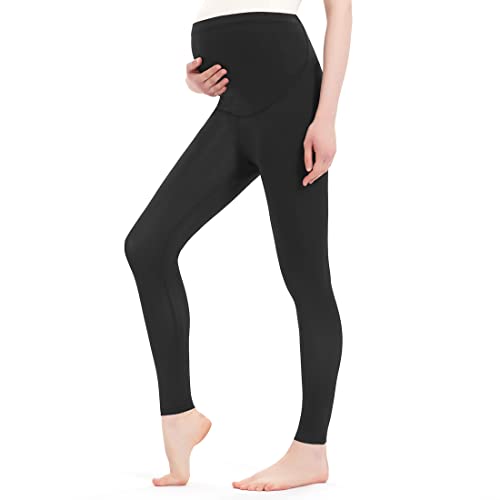 Harssidanzar Damen Umstandshose OverBelly Schwangerschaft Legging Umstandsmode Yoga-Umstandsleggings Sommer Umstandshosen Für Frauen SL102EU,Schwarz, Größe L von Harssidanzar