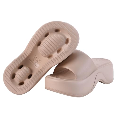 Harssidanzar Damen EVA Plateausandalen Slides Stilvolle Slipper-Sandalen für lässige und trendige Looks HL232EU, Khaki, Größe 38/39 von Harssidanzar