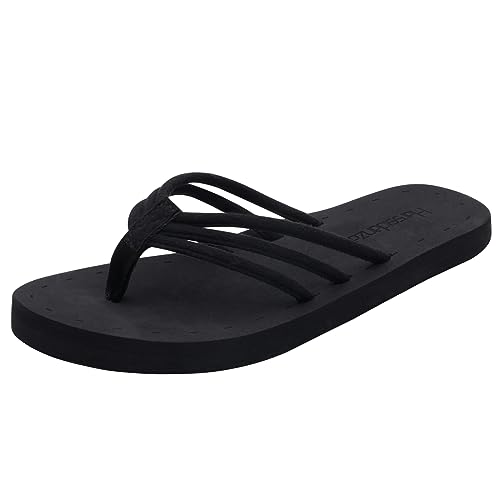 Harssidanzar Damen Flip Flops Sommer Strand String Sandalen Leicht mit Arch Support KL221EU,Schwarz, Größe 42 von Harssidanzar