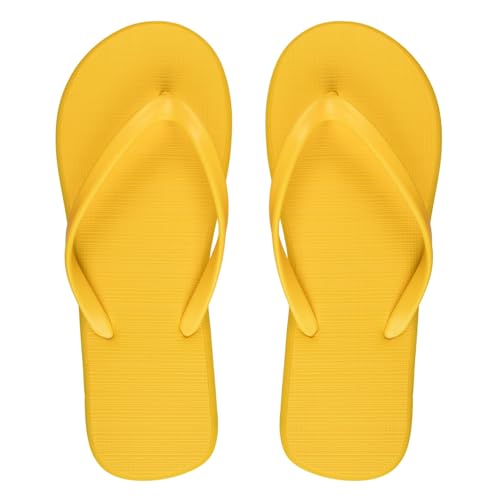 Harssidanzar Damen Flip Flops Strand Kautschuk Dusche Leichtes Weiches Basic Zehenstegsandalen KL228EU,Gelb,Größe 37-38 von Harssidanzar