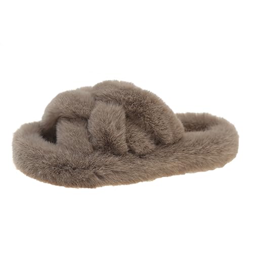 Harssidanzar Damen Fluff Hausschuhe offene Zehe Fuzzy Faux Pelz Damen Haus Mode Plattform Slide Schuhe KL510EU,Khaki,Größe 37 Harssidanzar Damen Fluff Hausschuhe offene Zehe Fuzzy Faux Pelz Damen Haus Mode Plattform Slide Schuhe KL510EU,Khaki,Größe 37 von Harssidanzar