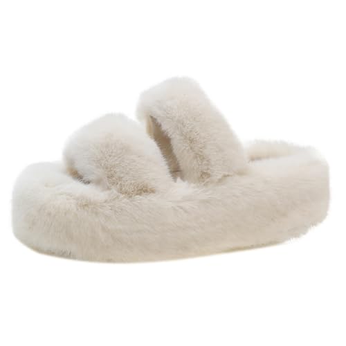 Harssidanzar Damen Fuzzy Bequeme Faux Pelz Haus Hausschuhe Schuhe,Pelzige Dias,Slip On Slipper für Frauen KL505EU,Beige,Größe 37 Harssidanzar Damen Fuzzy Bequeme Faux Pelz Haus Hausschuhe Schuhe,Pelzige Dias,Slip On Slipper für Frauen KL505EU,Beige,Größe 37 von Harssidanzar