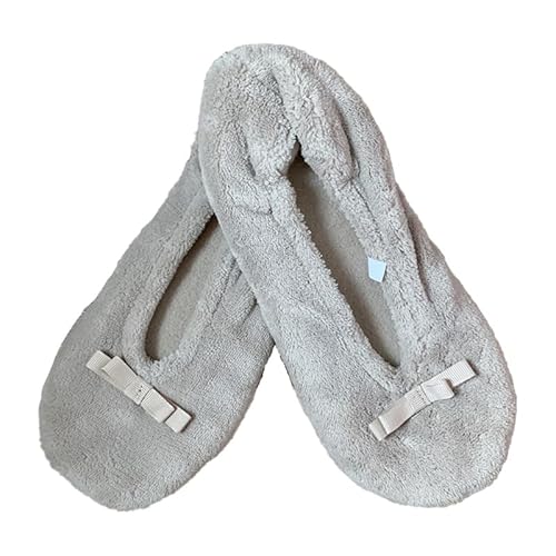 Harssidanzar Damen Hausschuh-Socken Ballet Chic Weiche rutschfeste Pantoffeln Maschinenwaschbar Niedliche Ballett-Slipper für Erwachsene RL016,Beige,Größe41-42 von Harssidanzar