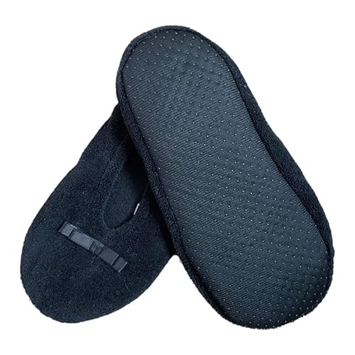 Harssidanzar Damen Hausschuh-Socken Ballet Chic Weiche rutschfeste Pantoffeln Maschinenwaschbar Niedliche Ballett-Slipper für Erwachsene RL016,Schwarz,Größe41-42 von Harssidanzar