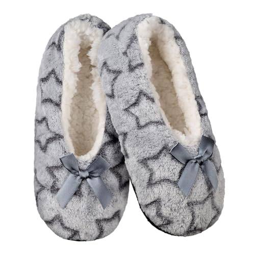 Harssidanzar Damen Hausschuh-Socken Winter Kuschelig warm rutschfeste Sohle waschbar Niedliche Ballett-Pantoffeln für Erwachsene RL015,Grau,Größe35-37 von Harssidanzar