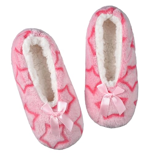 Harssidanzar Damen Hausschuhe Socken Winter Erwachsene Warm Haus Weiche Slipper Rutschfest Niedlich Ballett Waschbar RL015US, Pink, 7.5-8.5 Harssidanzar Damen Hausschuhe Socken Winter Erwachsene Warm Haus Weiche Slipper Rutschfest Niedlich Ballett Waschbar RL015US, Pink, 7.5-8.5 von Harssidanzar