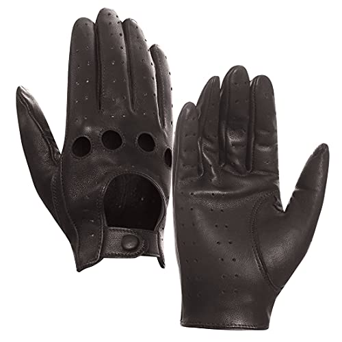 Harssidanzar Damen Lederhandschuhe Ungefüttert Upgrade, Braun, Size M von Harssidanzar