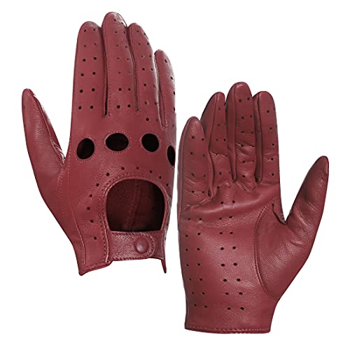 Harssidanzar Damen Lederhandschuhe Ungefüttert Upgrade, Burgund,Size S von Harssidanzar