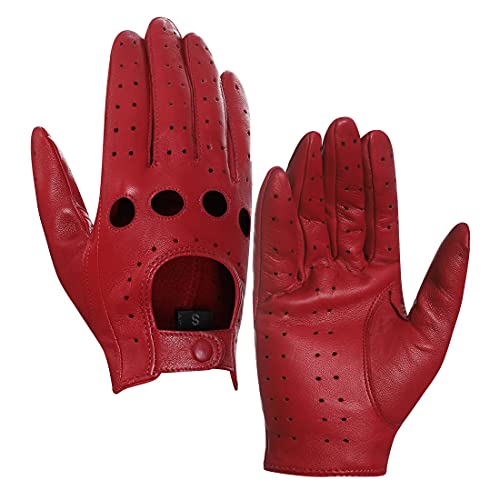 Harssidanzar Damen Lederhandschuhe Ungefüttert Upgrade GL009,Rot,Size L von Harssidanzar