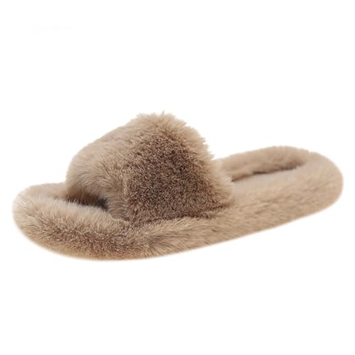 Harssidanzar Damen Memory Foam Haus Schlafzimmer Hausschuhe Sandalen Dias Weiche flache bequeme Anti-Rutsch Offene Zehe Indoor Outdoor Slip on KL504EU, Kamel,Größe 38 von Harssidanzar