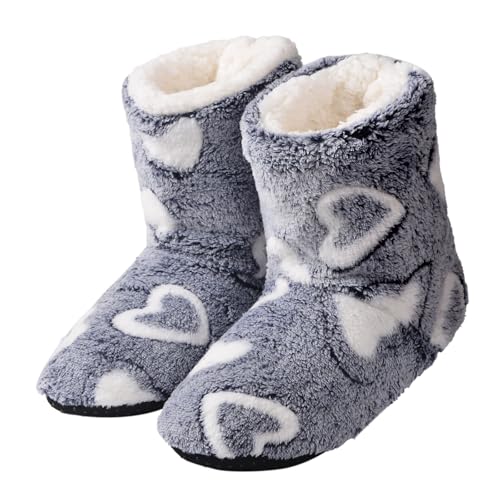 Harssidanzar Damen Rutschfeste Pantoffel Socken Warme Winter Weiche Hausschuhe Stiefel,RL024,Dunkelblau,Größe38-40 von Harssidanzar