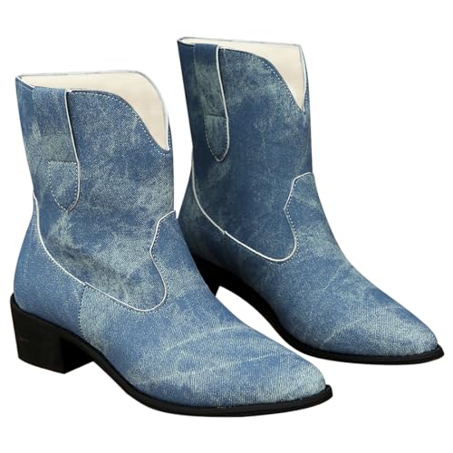 Harssidanzar Damen Westernstiefel Stiefeletten für Frauen SL203EU,Blau, Größe 38 Harssidanzar Damen Westernstiefel Stiefeletten für Frauen SL203EU,Blau, Größe 38 von Harssidanzar
