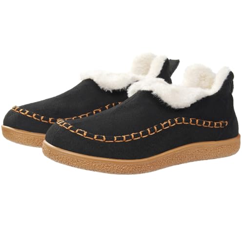 Harssidanzar Damen Winter-Bootie-Hausschuhe mit Gummisohle, slip-on, geeignet für draußen und drinnen CL209EU, Schwarz, Größe 37 von Harssidanzar