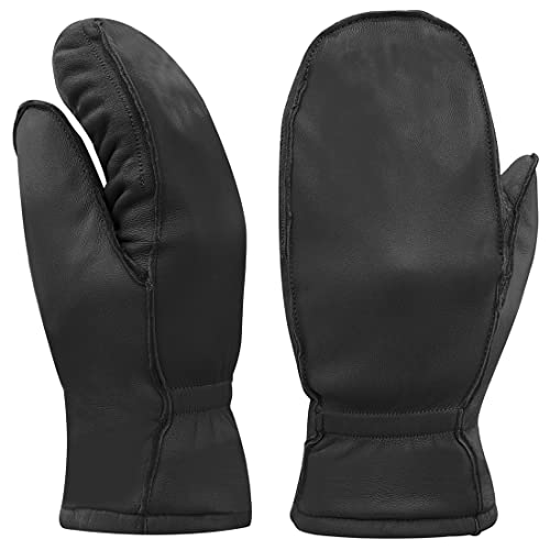 Harssidanzar Damen und Kinder Lammleder Outdoor Handschuhe Handschuhe Thermolite Gefüttert,Schwarz,XL von Harssidanzar