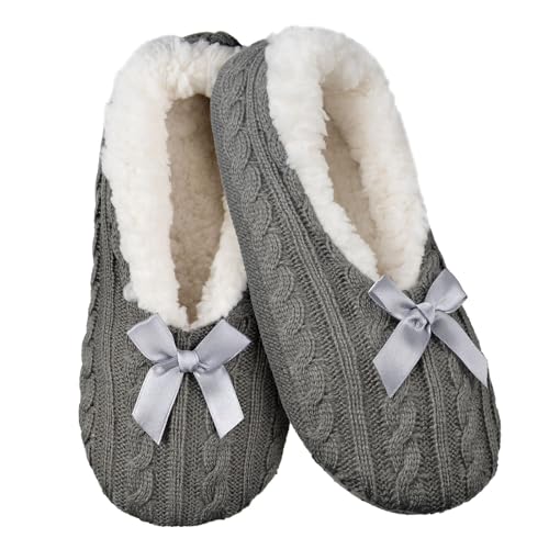 Harssidanzar Damische Hausschuh-Socken – Warme Weiche Ballettschuhe für Erwachsene mit Anti-Rutsch-Sohle Waschbar RL011EU,Grau,Größe38-40 von Harssidanzar