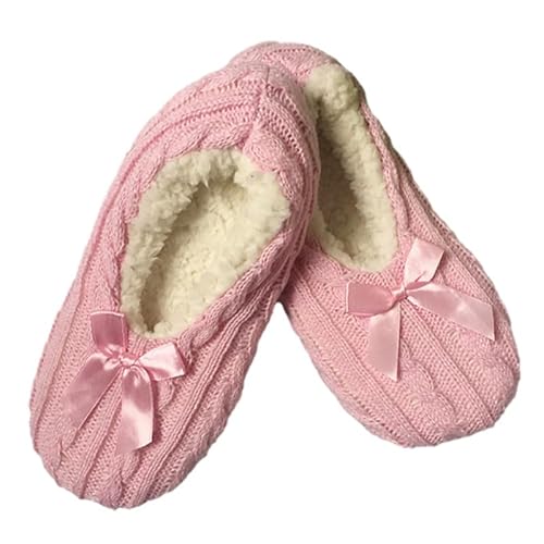Harssidanzar Damische Hausschuh-Socken – Warme Weiche Ballettschuhe für Erwachsene mit Anti-Rutsch-Sohle Waschbar RL011EU,Rosa,Größe38-40 von Harssidanzar