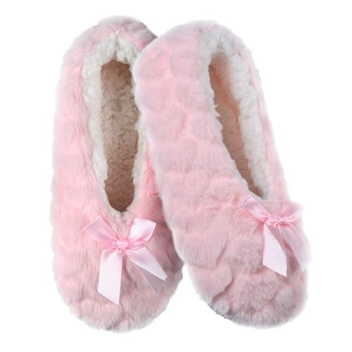 Harssidanzar Damische Hausschuhe Socken Warm Weiche Ballettschuhe für Erwachsene Rutschfest Waschbar RL010US,Rosa,Größe38-Größe40 von Harssidanzar