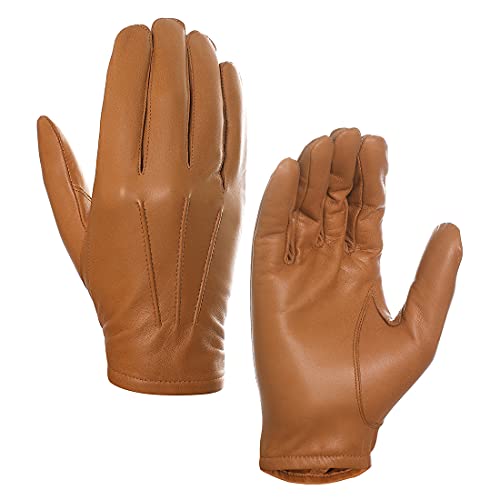 Harssidanzar GM031 Herren Handschuhe, dünn, ungefüttert, Leder, Polizei, Hellbraun, X-Large von Harssidanzar