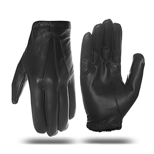 Harssidanzar GM031 Herren-Handschuhe, dünn, ungefüttert, aus Leder, Schwarz, Medium von Harssidanzar