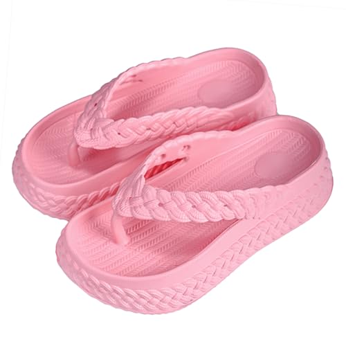 Harssidanzar HL219US Damen-Flip-Flops mit geflochtenem EVA-Riemen, bequem, rutschfest, lässig, Strand-Hausschuhe für Damen, Pink, 37.5 EU von Harssidanzar