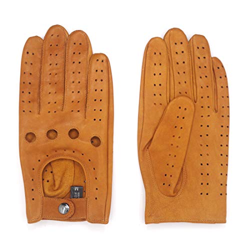 Harssidanzar Herren Autohandschuhe Lederhandschuhe Unliniert GM026D,Bräunen, Größe M von Harssidanzar