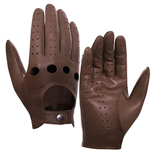 Harssidanzar Herren Autohandschuhe Lederhandschuhe Unliniert GM026D, Sattel braun, Größe S von Harssidanzar