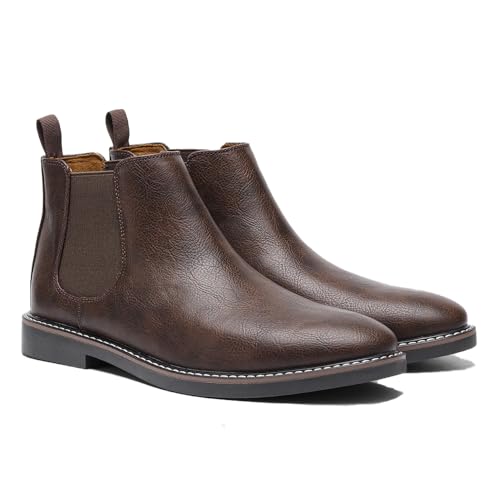 Harssidanzar Herren Chelsea Ankle Casual Dress Ankle Classic Slip on Boots KM303EU,Braun,Größe 44 von Harssidanzar