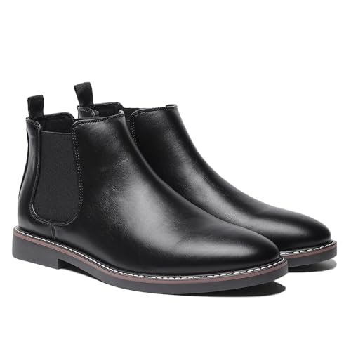 Harssidanzar Herren Chelsea Ankle Boots, Schwarz, Größe 42 EU von Harssidanzar