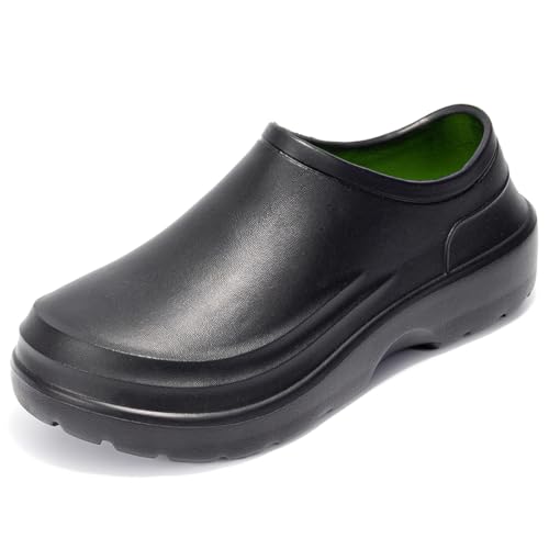 Harssidanzar Herren Clogs, Chef Schuhe für Männer,Garten Schuhe,Slip On Arbeitsschuhe für Food Service, Garten, oder Krankenpflege HM201EU,Schwarz,Größe 45/46 von Harssidanzar
