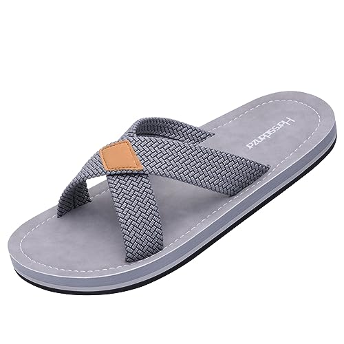 Harssidanzar Herren Cross Slide Sandalen Slip auf Bequeme Leichte Sommer Slipper Schuhe Für Innen und Outdoor Quick-Dry KM229EU,Grau, Größe 40 von Harssidanzar