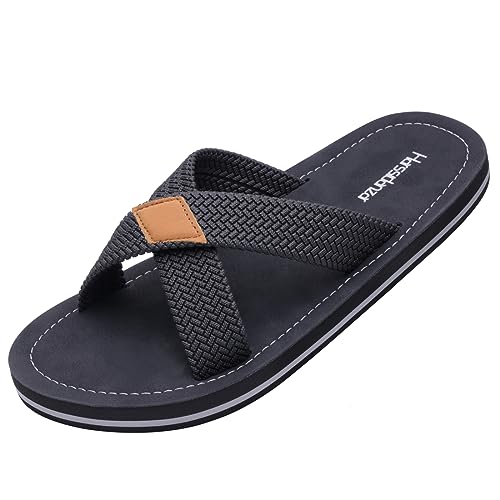 Harssidanzar Herren Cross Slide Sandalen Slip auf Bequeme Leichte Sommer Slipper Schuhe Für Innen und Outdoor Quick-Dry KM229EU,Schwarz, Größe 46 von Harssidanzar