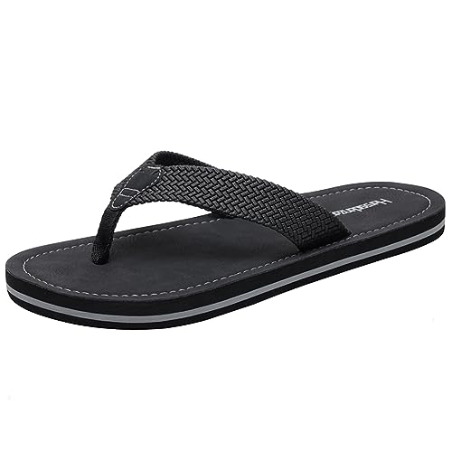 Harssidanzar Herren Flip Flops,Zehentrenner,Sandalen,Strand Flip Flops,Sommer Flip Flops HM001EU,Schwarz,Größe 47 von Harssidanzar