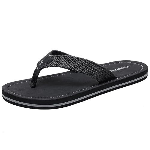 Harssidanzar Herren Flip Flops Zehentrenner Sandalen, Strand- und Sommer-Modell HM001EU, Schwarz, Größe 44 Harssidanzar Herren Flip Flops Zehentrenner Sandalen, Strand- und Sommer-Modell HM001EU, Schwarz, Größe 44 von Harssidanzar