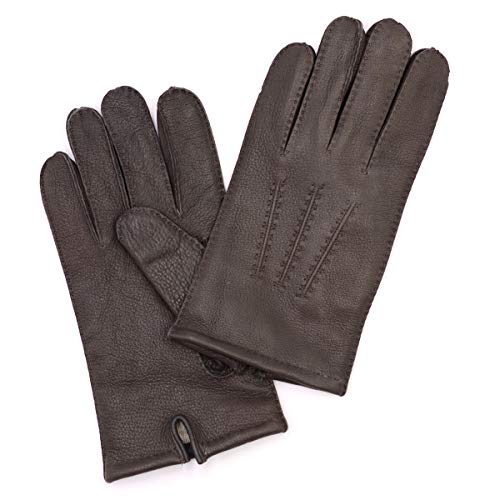 Harssidanzar Herren Hirschleder Handschuhe Mit Kaschmirfutter, Braun, L von Harssidanzar