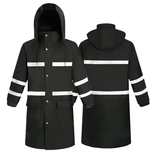 Harssidanzar Herren Lange Regenjacke Outdoor Wasserdichter Regenmantel Angeln Regenbekleidung SM302EUA,Schwarz,Größe M von Harssidanzar