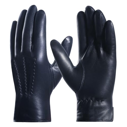 Harssidanzar Herren Lederhandschuhe Handschuhe Herren Leder Komfort Kaschmir Gefüttert GMEU006,Marine,Größe XL von Harssidanzar