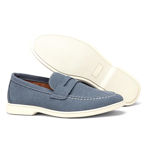Harssidanzar Herren Loafers Casual Slip On Schuhe Weiches Kleid Loafers für Männer Leichtgewicht Driving Boot Schuhe KM313EU,Marine,Size 42 von Harssidanzar