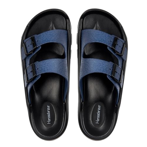 Harssidanzar Herren Pantoletten Sandalen Doppelte Schnalle Verstellbare Pantoletten EVA Flache Sandalen KM243,Marine,Größe 43 Harssidanzar Herren Pantoletten Sandalen Doppelte Schnalle Verstellbare Pantoletten EVA Flache Sandalen KM243,Marine,Größe 43 von Harssidanzar