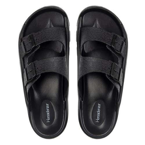 Harssidanzar Herren Pantoletten Sandalen Doppelte Schnalle Verstellbare Pantoletten EVA Flache Sandalen KM243,Schwarz,Größe 42 Harssidanzar Herren Pantoletten Sandalen Doppelte Schnalle Verstellbare Pantoletten EVA Flache Sandalen KM243,Schwarz,Größe 42 von Harssidanzar