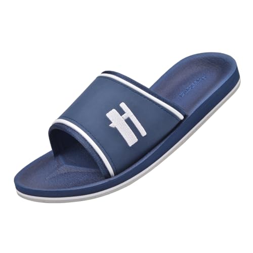 Harssidanzar Herren Slide Sandalen Open Toe Sandalen mit weichem leichten Bogen Unterstützung Fußbett KM231EU,Marine, Größe 44 von Harssidanzar