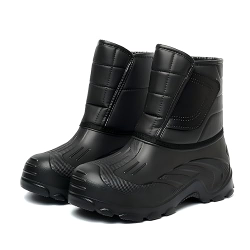 Harssidanzar Herren Winter Jagdstiefel Wasserdicht, kälteisolierend mit EVA Zehenschutz für die Entenjagd,RM030,Schwarz,Größe45 von Harssidanzar