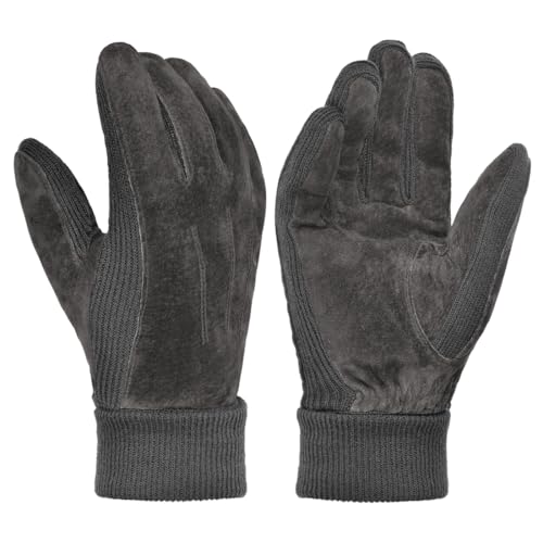 Harssidanzar Herren Winterhandschuhe warm Wolle Fleece gefüttert Wildleder Handschuhe SM045EU,Grau,Größe M von Harssidanzar