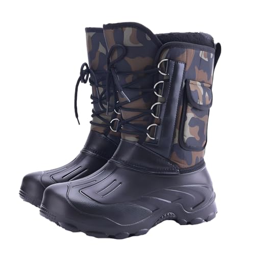 Harssidanzar Herren Winterstiefel für die Jagd Lang, extrem warm & wasserdicht mit EVA Zehenschutz und Seitentasche,RM029,Grün,Größe42 von Harssidanzar