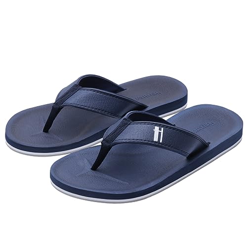 Harssidanzar Herren Zehentrenner,Klassischer String Leichte schnell trocknende wasserdichte Sommer Strand Sandalen KM230EU,Marine,Größe 41 von Harssidanzar