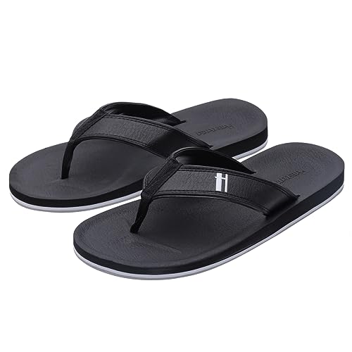 Harssidanzar Herren Zehentrenner,Klassischer String Leichte schnell trocknende wasserdichte Sommer Strand Sandalen KM230EU,Schwarz,Größe 40 von Harssidanzar